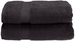 Superior Collection 100% Zero Twist Cotton Super Soft and Absorbent Bath Towel Set, Black (Set of 2)