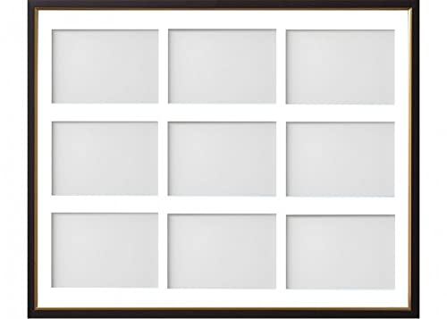 Frame Company Drayton Multi Aperture Photo Frame, Black with Gold Inset, 20x16 for 6x4 inch (x9)