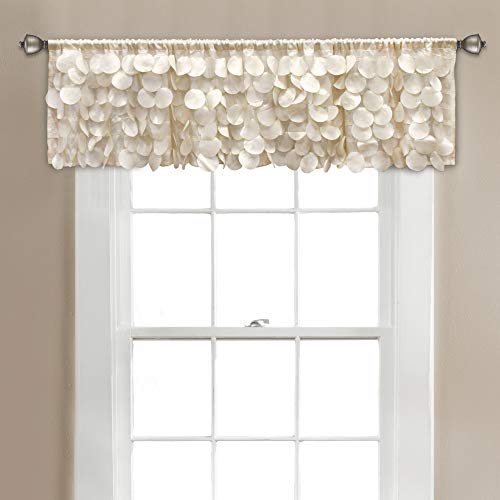 "Lush Decor, Blush Gigi Valance Textured Window Kitchen Curtain, Ivory, 14"" x 70"""