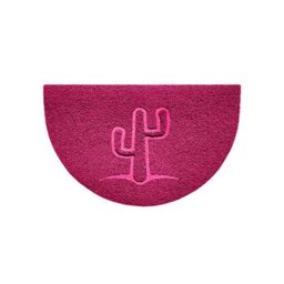 Nicoman Embossed Halfmoon Half Circle Door Mat Dirt-Trapper Jet-Washable Doormat 70x44cm (Pink, CACTUS Shape) - Use Indoor or Sheltered Outdoor