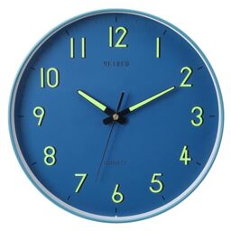 MEIRED Night Light Wall Clock 12 Inch Silent Non Ticking Battery Operated Wall Clocks Glow in The Dark, Lighted Up Wall Clock for Bedroom Living Room/Kitchen, Blue