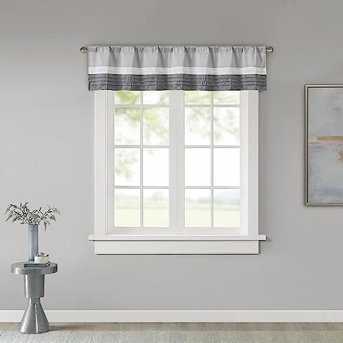 Madison Park Amherst Single Panel Faux Silk Rod Pocket Curtain with Privacy Lining for Living Room, Window Drapes for Bedroom and Dorm, 50x18, Grey