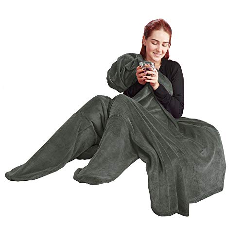 CelinaTex Footy Socks Cuddly Blanket, 150 x 180 cm, Grey, Coral Fleece Sock Blanket, Microfibre Foot Warmer Blanket