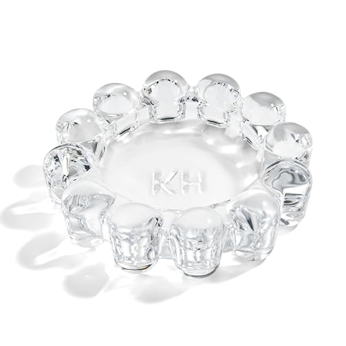khtumeware Chic Clear Bubble Glass Candle Dish ??? Modern Clear Glass Candle Holder for Tealights & Diffusers, Decorative Tray for Home & Tabletop Decor???1 Pack???