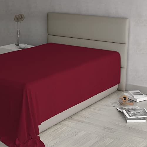 MAX COLOR Top Sheet, 100% Cotton, Plain, Bordeaux, Queen Size 180 x 300 cm