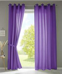 Gardinenbox Berlin 20405N2 Set of 2 Curtains with Eyelets H x W 245 x 140 cm Purple Opaque Microsatin Translucent Plain Matte