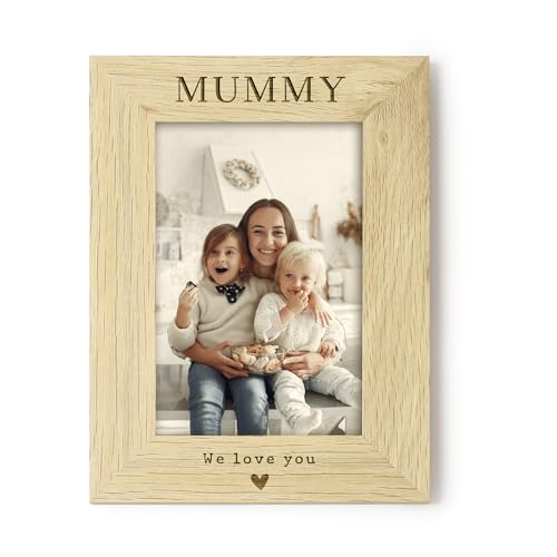 Mummy We Love You Photo Frame 4x6, Engraved Wooden Picture Frame for Mummy, Mothers Day Gift from Child, Children, Mum, Mom, Birthday Gift, Mum Keepsake Frame (Landscape)