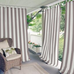 "Elrene Home Fashions Indoor/Outdoor Adhesive Loop Fastener Tab Top Window Curtain Panel for Patio, Pergola, Porch, Deck, Lanai, and Cabana, Polyester, Grey, 50"" W x 95"" L (Pack of 1)"