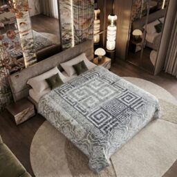 GC GAVENO CAVAILIA Greek Key Sherpa Fleece Blanket Faux Fur King Size Throw