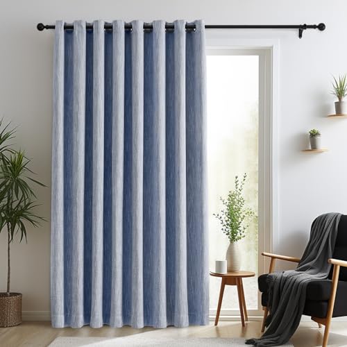 Melodieux Elegant Cotton Room Darkening Blackout Curtains for Living Room Bedroom Thermal Insulated Privacy Grommet Window Curtain Panels, 100 by 84 Inch, Navy Blue(1 Panel