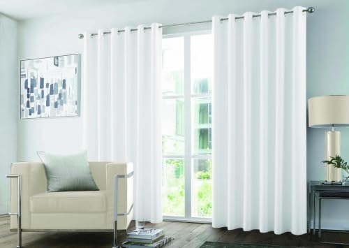 GC GAVENO CAVAILIA Blackout Curtains Pair - Thermal Insulated Door Panel Drapes Blackout Eyelet Curtains 90x90 Inch - Sound-Reducing Sunlight Blocking Plain Curtains for Bedroom, Living Room, White