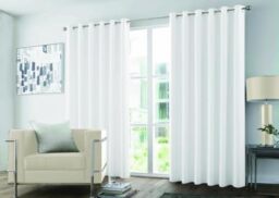 GC GAVENO CAVAILIA Blackout Curtains Pair - Thermal Insulated Door Panel Drapes Blackout Eyelet Curtains 90x90 Inch - Sound-Reducing Sunlight Blocking Plain Curtains for Bedroom, Living Room, White