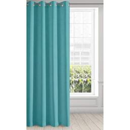 Eurofirany Curtain Eyelets Tunnel Plain - Living Room Bedroom Elegant Modern 1 Piece, Turquoise & Navy, 135X250cm