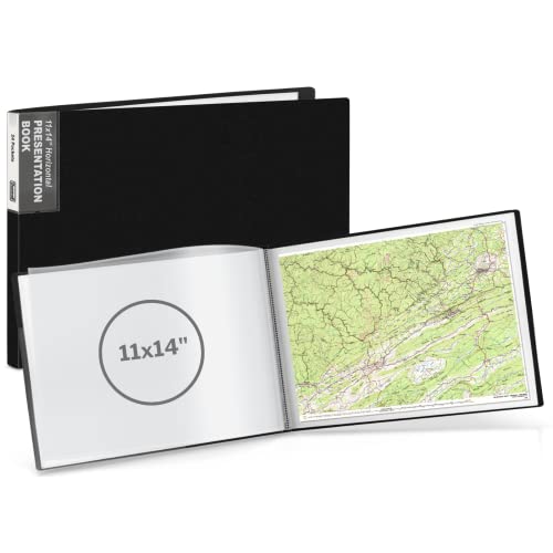 Dunwell 11x14 Portfolio Binder (Black, Horizontal), Presentation Book with 24 Pockets, Large 11 x 14 Art Portfolio Folder, Acid-Free Poly Cover and Sleeves