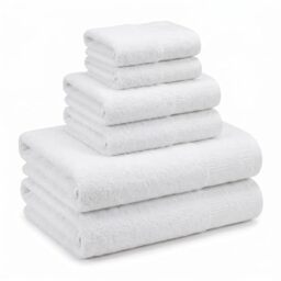 Superior 6 Piece Cotton Towel Set, Floral Jacquard Dobby Border, Quick Dry, Decorative Bathroom, Shower, Bath, Includes 2 Body, 2 Hand, 2 Face Towels/Washcloths, Wisteria Collection, White-White