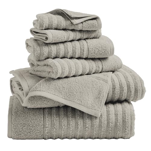 Great Bay Home Bath Towel Set - 100% Cotton 6 Piece Towel Set - Absorbent & Quick-Dry Towels for Bathroom (Mid Grey)