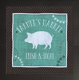 Frame Company Watson Range Little Red Farm II with by Veronique Charron Teal, Frame - 8 x 8 Inches, Black