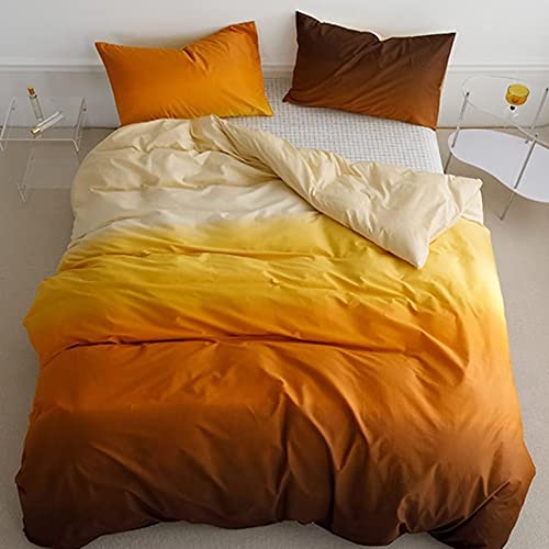 Houseri White and Orange Comforter Set California King Gradient Orange Comforter Bedding Sets Cal King Size, 3-orange Gradient, Cal King(96''*104''-Comforter)