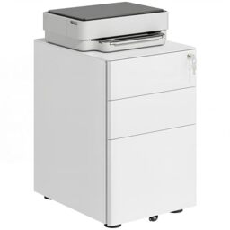Vinsetto 3-Drawer Mobile Filing Cabinet Steel Lockable 39 x 48 x 59cm White