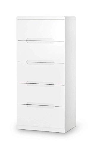 Julian Bowen Manhattan 5 Drawer Narrow Chest, White