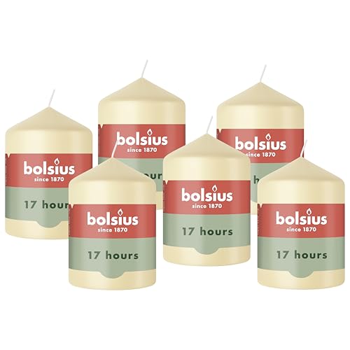 Bolsius - Essentials - Pillar Candle - Beige - 3,1” - Length Burning Time 17 Hours - Unscented - Natural Plant Wax - Without Palm Oil