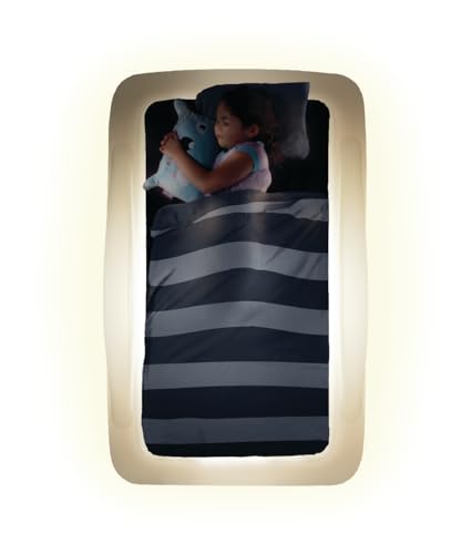 GlowBed - Inflatable Twin-Sized Travel Bed with Safety Bumpers - Built-in LED Lights for the Bedroom Color Changing Strip - Portable Toddler Bed for Kids - Toddler Air Mattress with LED Lights