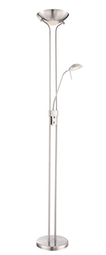 Mimax Lighting lectorum SS Floor Lamp for Living Room, Aluminium, 22, 5 W, 25 x 180 cm, Colour Leather