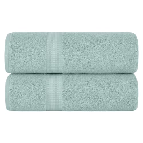 "SALBAKOS Turkish Luxury Hotel and Spa Turkish Cotton, Organic, Eco-Friendly Bath Sheet (Set of 2) Bath Sheets 35""x70""- Qty 2 Seafoam Green"