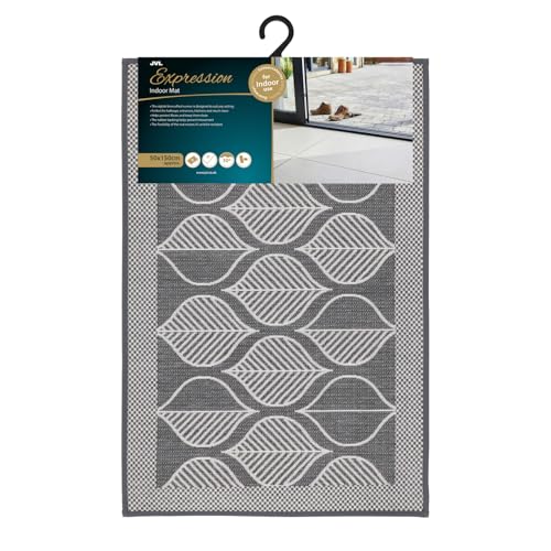 JVL Expression Machine Washable Entrance Doormat, 50x75cm - Leaves