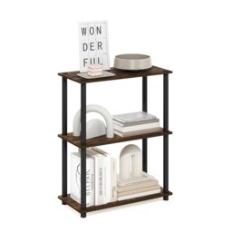 Furinno TURN-N-TUBE Storage Shelves, 3-Tier Book Shelf, Corner Shelf, Toolless Open Shelves, for Organization and Storage, Living Room, Garage, Home Office, Amber Pine