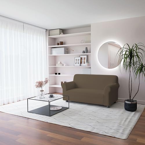 Italian Bed Linen Elastic Sofa Cover ???Piu Bello???, 97% Polyester + 3% Elastometer, Dove Gray, 2 Places