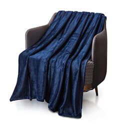 KEPLIN Luxury Flannel Blanket - Large Throw Bedspread - Soft, Cosy & Plush Microfiber Design for Duvet Covers & Quilts - Ideal for Adults & Kids Bedroom & Home - Double (150x230cm) - Navy