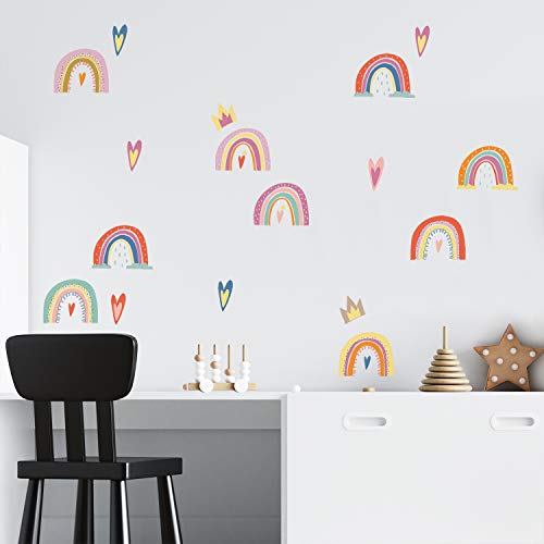 WALPLUS Scandinavian Wiggle Rainbow Wall Stickers for Kids Nursery, Playroom, Bedroom Decor - Peel & Stick, Easy to Apply & Remove