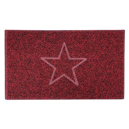 Nicoman STAR Embossed Shape Door Mat-Trapper Jet-Washable Doormat-(Use Indoor or Sheltered Outdoor), Medium (75x44cm), Red with Black