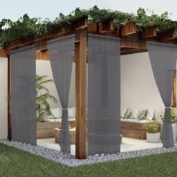 Youleyar Sheer Outdoor Curtains for Patio Waterproof 2 Panels Linen Look Rod Pocket Indoor Grey Voile Curtain for Living Room, Bedroom, Porch, Pergola, Cabana, Gazebo(52x84 Inch, Dark Gray)