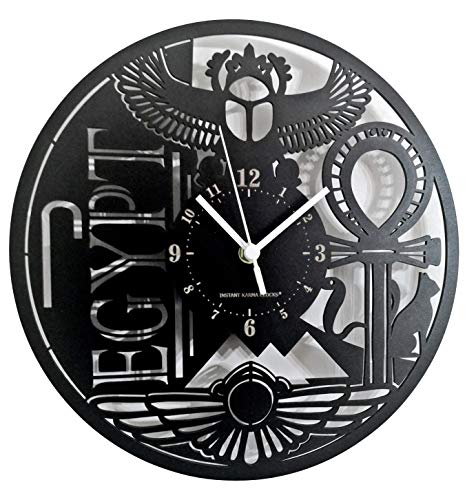 Instant Karma Clocks Wall Clock ➤ Egypt Journey Pyramids Horus Symbolology Desert Ankh Ethnic