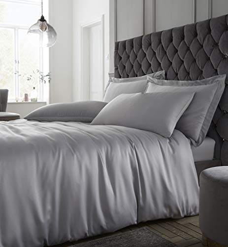 Catherine Lansfield Silky Soft Satin Single Duvet Set Silver