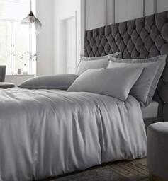 Catherine Lansfield Silky Soft Satin Single Duvet Set Silver