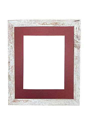FRAMES BY POST H7 Picture Photo Frame, Distressed White Red Mount, 30 x 24 Image Size 24 x 16 Inch