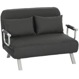 HOMCOM 2 Seater Sofa Bed Click Clack Convertible Bed Settee Charcoal Grey