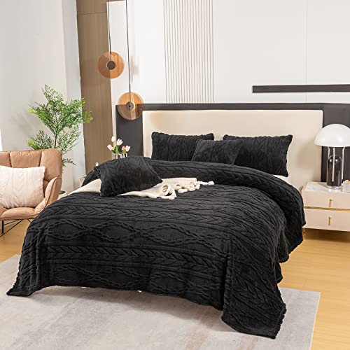 "YUSOKI Twin XL Blanket Single Layer,Weight(3.1lb),320GMS-3D Stylish Design for Gift Home Decor (Black,65""x90"")"