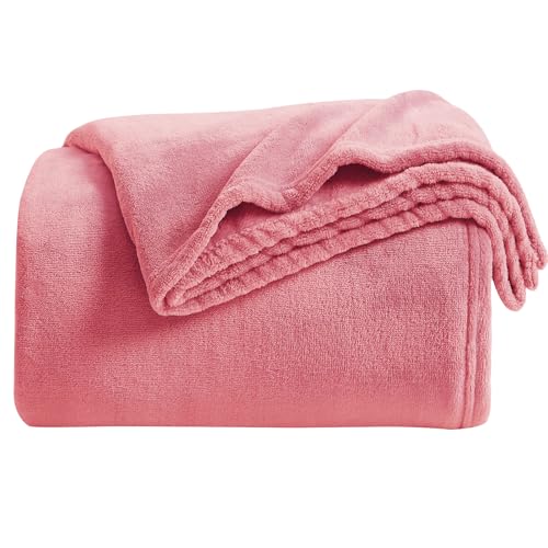 KMUSET Fleece Blanket Twin Size Salmon Pink Lightweight Super Soft Cozy Fuzzy Bed Blankets Microfiber Factory Shop