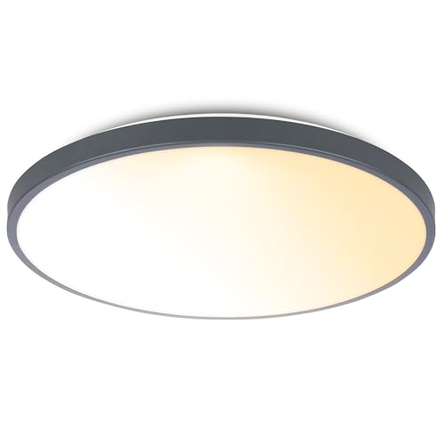 BRILONER - LED Ceiling Light with Remote Control, Dimmable, Decorative Cover, Warm White to Neutral White, LED Light, Ceiling Lights for Living Room, Ceiling Lights Bedroom, 38 X 6.5 cm, Anthracite
