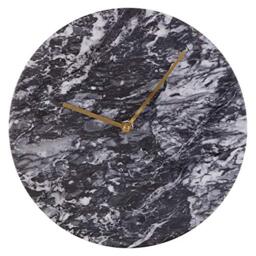 Premier Housewares Wall Clock Black/Gold Needles Clocks For Living Room/Bedroom/Contemporary Style Round Shaped Design Marble Clocks For Hallways 3 x 30 x 30