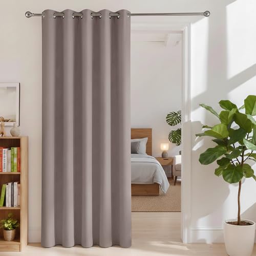 BONZER Room Dividers Curtain, Privacy Thermal Insulated Blackout Curtains - Room Darkening Noise Reduce Window Curtains for Bedroom Living Room Doorway, 96L x 60W Inch (8L x 5W ft), 1 Panel, Khaki