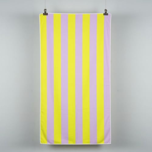GC GAVENO CAVAILIA Stripe Beach Towels for Adults - Soft Microfibre Pool Towel, Lightweight, Highly Absorbent & Sand-Free - Travel Towel Quick Dry for Women & Men - (70 x 152 Cm) - Yellow