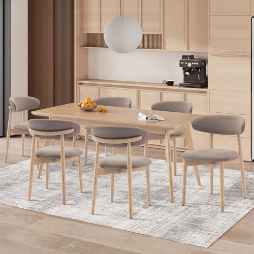 COLAMY Modern Dining Chairs Set with Wooden Legs – Upholstered Fabric Dining Room Chairs with Curved Backrest, Soft Cushion Seat, and Sturdy Rubberwood Frame for Kitchen, Living Room, or Café