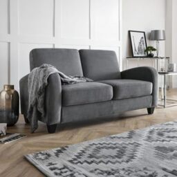 Julian Bowen Vivo Sofa, 2 Seater Velvet Couch, Grey - W147 x D79.5cm