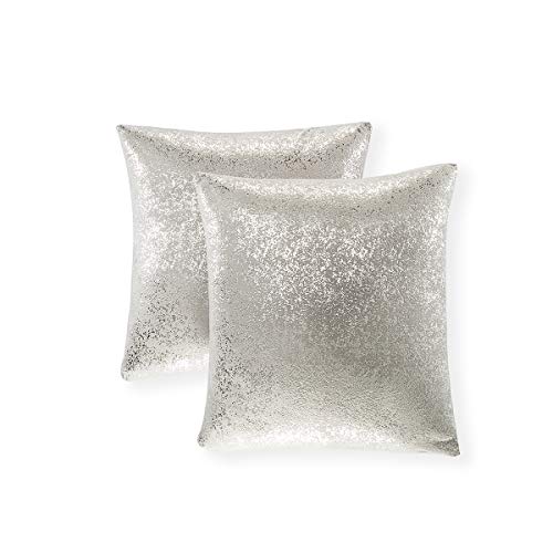 Xinrjojo 16 x16 Inch Grey Throw Pillow Covers, Decorative Cushion Cases, Square Silver Throw Pillow Case for Home Sofa Couch Chair Back Seat Bedroom Car, Gift, 2 Pack,16''x16''