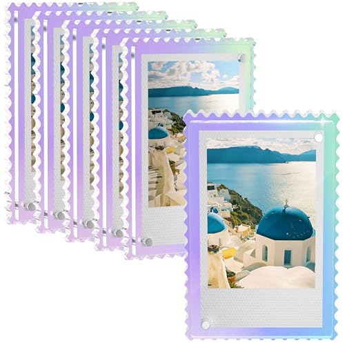 WINKINE Magnetic Photo Frames 2x3, 6 Pack Iridescent Acrylic Fridge Magnets Picture Frame for Fuji Instax Mini Film & Polaroid Films, Floating Picture Display for Home, Business & Ofiice Decor